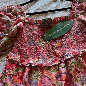 COPY - Farm rio Pink Macaw Flight Smocked Top Midi Dress/ size M/ new with tags